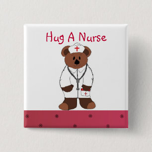 Hug A Nurse 15 Cm Square Badge