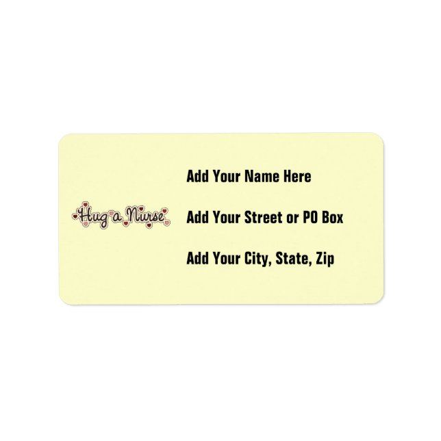 Hug a Nurse T-shirts and Gifts Label (Front)