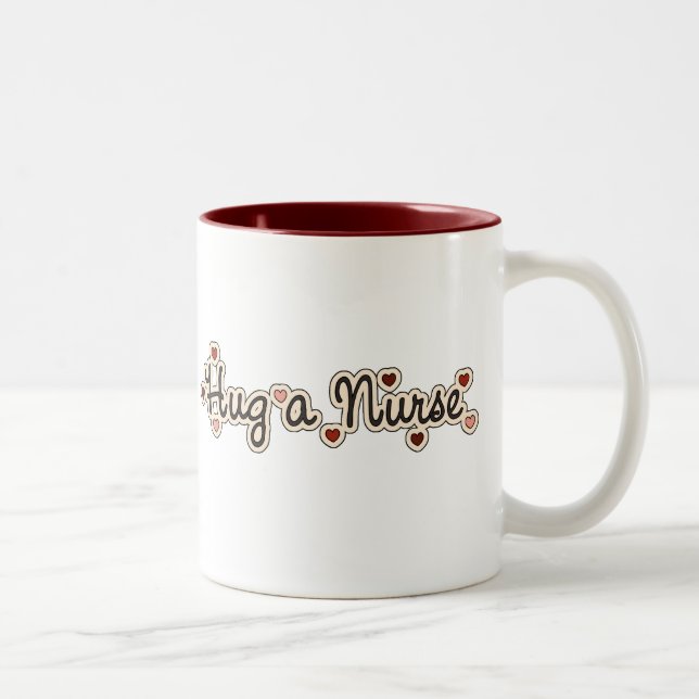 Hug a Nurse T-shirts and Gifts Two-Tone Coffee Mug (Right)