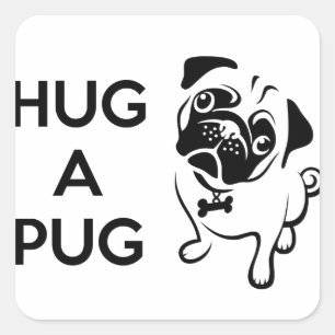 Hug a Pug Square Stickers
