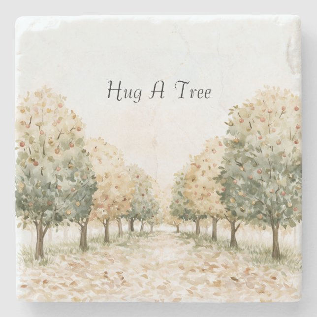 Hug A Tree Stone Coaster (Front)