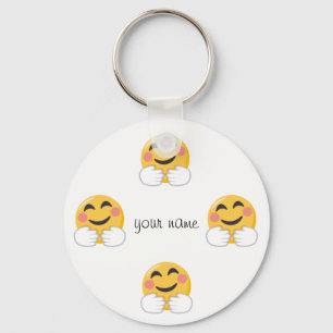 Hug and Love Emoji  and '' Your Name Here " Key Ring