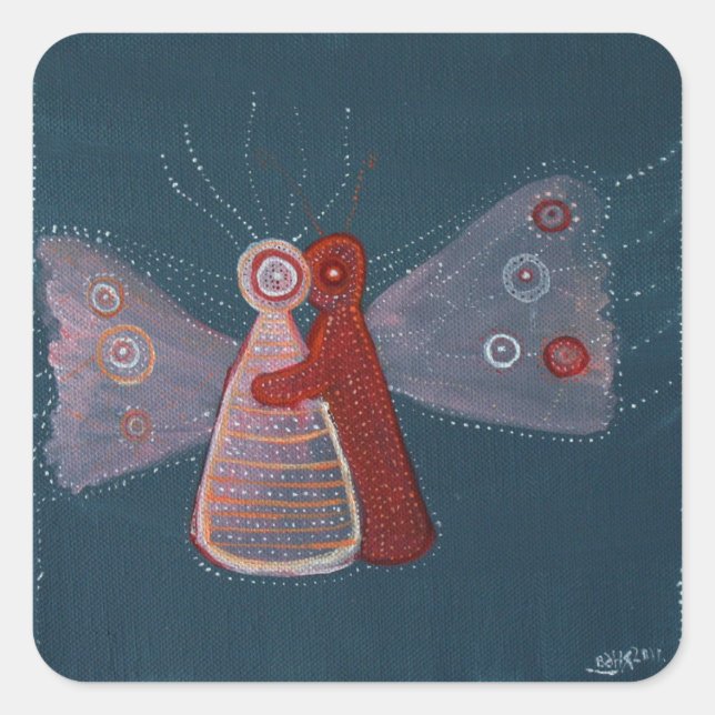 Hug Art Painting Square Stickers, Glossy Square Sticker (Front)