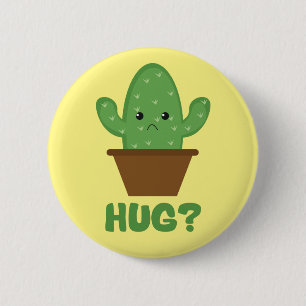 Hug? (Cactus Humour) - Funny Novelty 6 Cm Round Badge