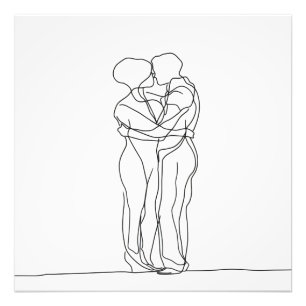 Hug Couple Line Art Photo Print