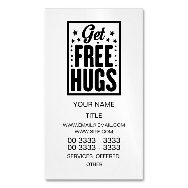 Hug Day - Fun Retro Advertising Magnetic Business Card (Front Vertical)