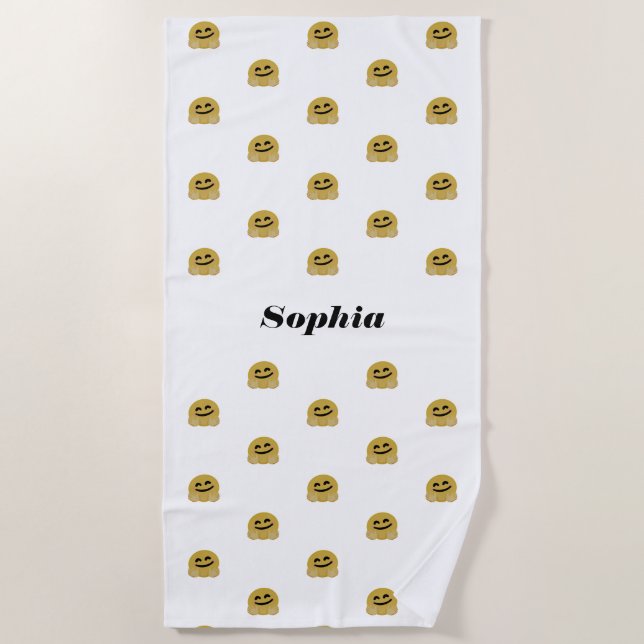 "Hug Emoji" Personalised  Beach Towel (Front)
