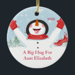 Hug for Aunt Christmas Snowman Ornament<br><div class="desc">Cute  A Big Hug for Aunt snowman christmas ornament.  Easy to personalise with your message!  A Wonder aunt Christmas gift sure to be treasured for many years to come.</div>