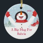 Hug for Babcia Christmas Snowman Ornament<br><div class="desc">Cute  A Big Hug for Babcia snowman christmas ornament.  Easy to personalise with your message!  A Wonder grandparent  Christmas gift sure to be treasured for many years to come. !</div>