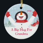 Hug for Grandma Christmas Snowman Ornament<br><div class="desc">Cute  A Big Hug for Grandma snowman christmas ornament.  Easy to personalise with your message!  A Wonder grandparent  Christmas gift sure to be treasured for many years to come. !</div>