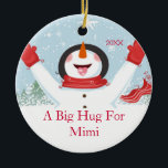 Hug for Mimi Christmas Snowman Ornament<br><div class="desc">Cute  A Big Hug for Mimi snowman christmas ornament.  Easy to personalise with your message!  A Wonder grandparent  Christmas gift sure to be treasured for many years to come. !</div>