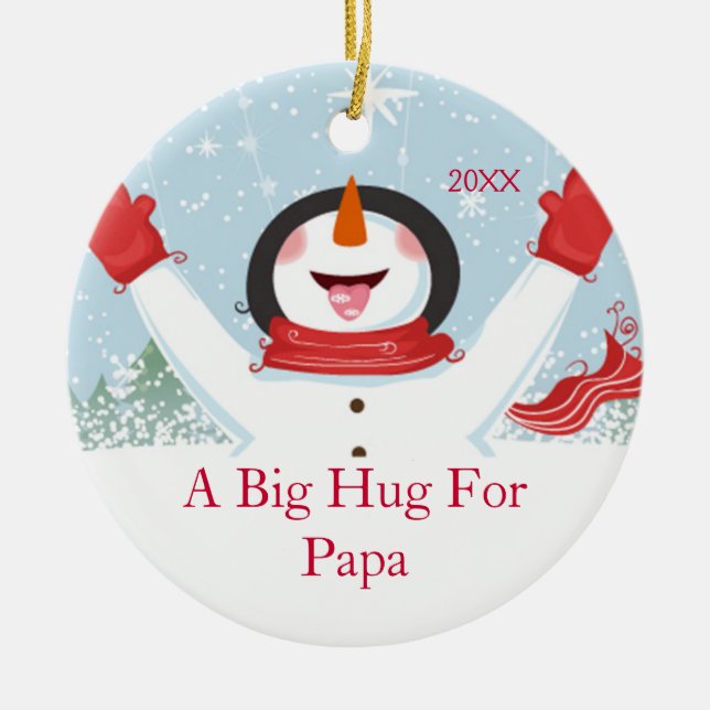 Hug for Papa Christmas Snowman Ornament (Front)