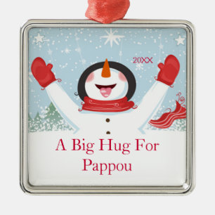 Hug for Pappou Christmas Snowman Ornament