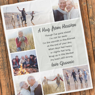 Hug From Heaven Photo Collage Sympathy Fleece Blanket