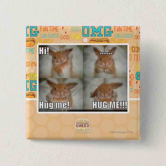 Hug me 15 cm square badge (Front)