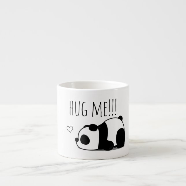 "Hug Me" Cute Minimalist Panda Ceramic Coffee Mug (Front)