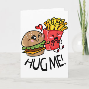 Hug Me Kawaii Hamburger And Fries Couple St. Valen Card