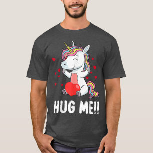 Hug Me Love Unicorn Hearts Valentine Day Kids Girl T-Shirt