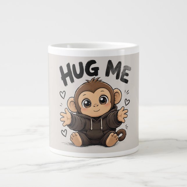 Hug Me Monkey Large Coffee Mug (Front)