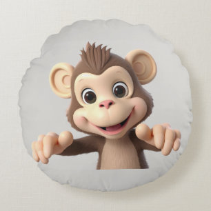 Hug me monkey round cushion