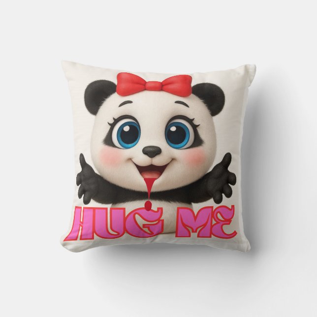 Hug Me 🤗 panda Pillow – Cute Kawaii Panda (Front)