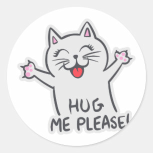 Hug me please - Choose background colour Classic Round Sticker