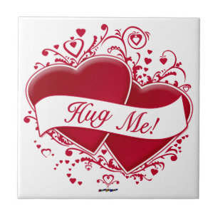 Hug Me! Red Hearts Ceramic Tile