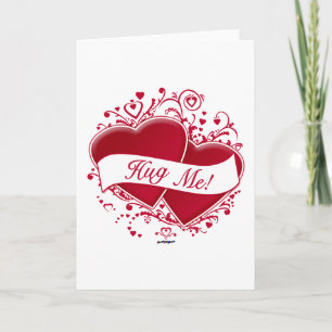 Hug Me! Red Hearts Holiday Card