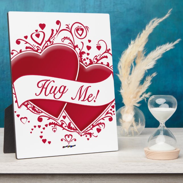 Hug Me! Red Hearts Plaque (Side)