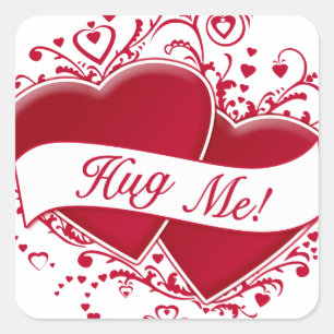 Hug Me! Red Hearts Square Sticker