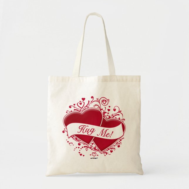 Hug Me! Red Hearts Tote Bag (Front)