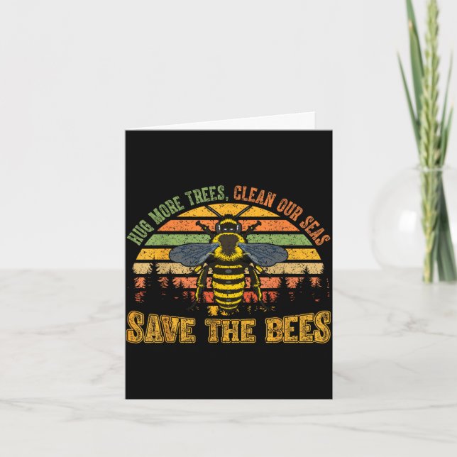 Hug more trees clean seas save bees nature lover card (Front)