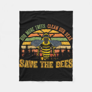 Hug more trees clean seas save bees nature lover fleece blanket