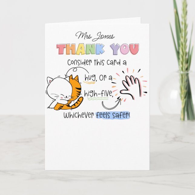 Hug or High Five Card SENCO SEN teacher (Front)