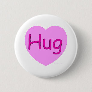 Hug Pink Heart 6 Cm Round Badge