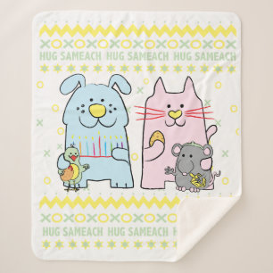 Hug Sameach  Sherpa Hanukkah Blanket/Medium Blanket