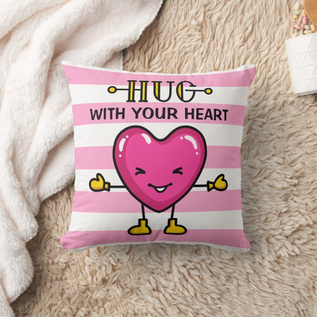 Hug With Your Heart Throw Pillows (Blanket)