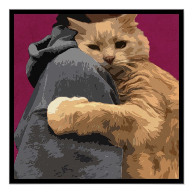 Hug Your Cat Illustration magenta Poster (Front)