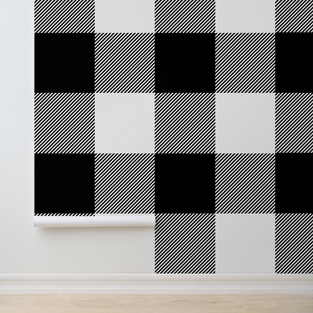 Huge Black and White Buffalo Plaid Wallpaper (Application)