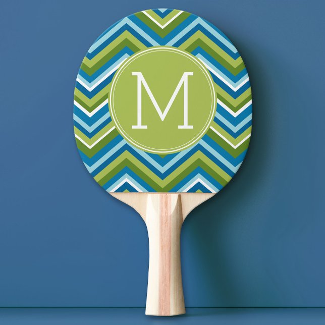 Huge Bright Chevron Pattern with Custom Monogram Ping Pong Paddle (Custom Ping Pong Paddle)