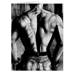 HUGE CARD Handsome Bodybuilder In Tight Jeans Art