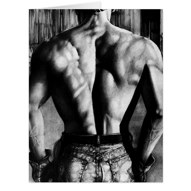 HUGE CARD Handsome Bodybuilder In Tight Jeans Art (Front)