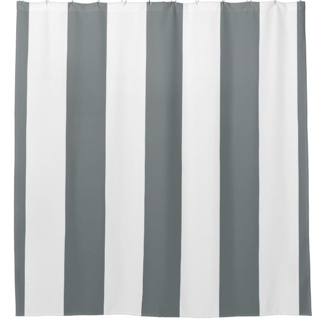 Huge Charcoal Grey White Vertical Stripe NL #3 Shower Curtain (Front)