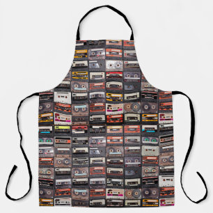 Huge collection of audio cassettes. Retro musical  Apron