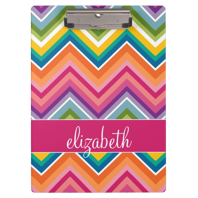 Huge Colourful Chevron Pattern with Name Clipboard (Front)