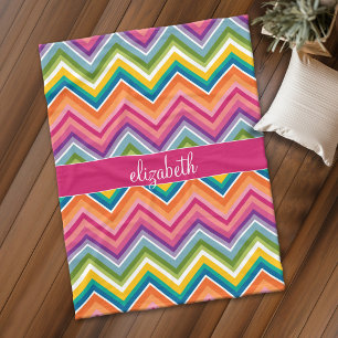 Huge Colourful Chevron Pattern with Name Fleece Blanket
