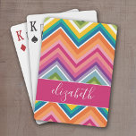 Huge Colourful Chevron Pattern with Name Playing Cards<br><div class="desc">A bold,  graphic zig zag design in sweet,  cheerful colours. This colourful design can be found on many popular case styles. If you need to make adjustments to the art,  click on the customise it button and make changes.</div>