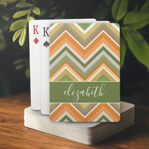 Huge Colourful Chevron Pattern with Name Playing Cards