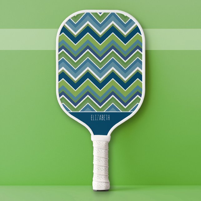 Huge Colourful Pastel Chevron Pattern - Script Nam Pickleball Paddle (Custom Pickleball Paddle)