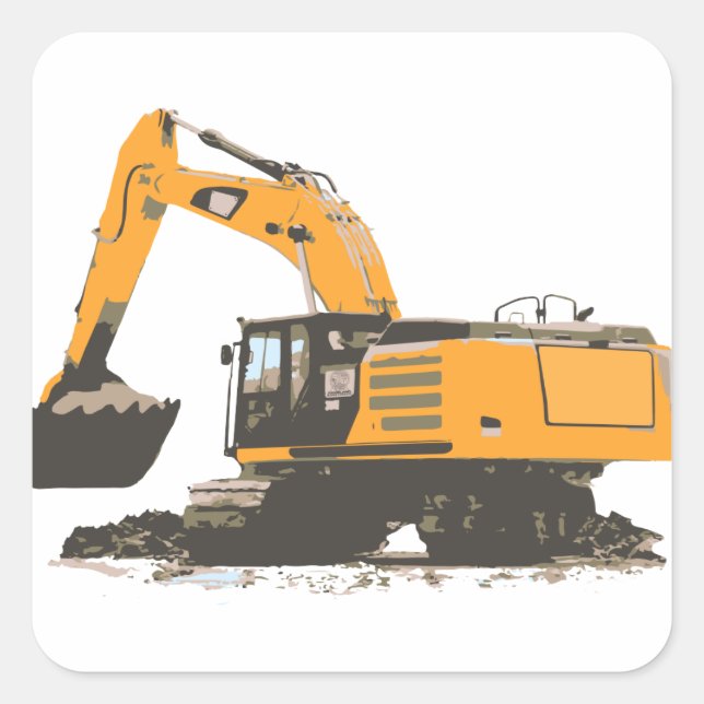 Huge Dirt Excavator Square Sticker (Front)